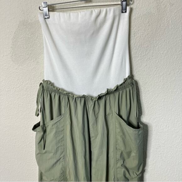 Daily Practice Anthropologie Best Shot Jumpsuit Green White Twofer Strapless XS - Picture 7 of 10